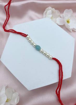 Designer pearl set of 4 rakhi for brother - traditional bead thread 2