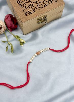 Designer pearl set of 4 rakhi for brother - traditional bead thread 3