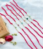 Designer pearl set of 6 rakhi for brother - traditional bead thread