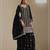Black chinon silk semi stitched wedding suits