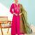 Women's Gorgeous Embroidery Work Silk Slub Fabric Flared Kurta Pant and Dupatta Set