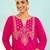 Women's Gorgeous Embroidery Work Silk Slub Fabric Flared Kurta Pant and Dupatta Set