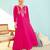 Women's Gorgeous Embroidery Work Silk Slub Fabric Flared Kurta Pant and Dupatta Set
