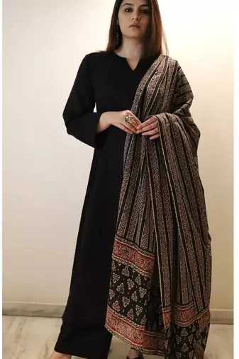 Women's Gorgeous Solid Viscose Chanderi Fabric Straight Kurta Pant and Dupatta Set