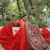 Orange roamn silk free size stitched anarkali suit with mirror lace work