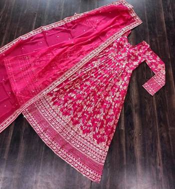 Pink viscose anarkali suit with embroidery sequin work 3