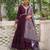 Purple roamn silk free size stitched anarkali suit with mirror lace work
