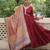 Maroon roamn silk free size stitched anarkali suit with mirror lace work