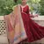 Maroon roamn silk free size stitched anarkali suit with mirror lace work