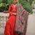 Orange roamn silk free size stitched anarkali suit with mirror lace work