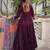 Purple roamn silk free size stitched anarkali suit with mirror lace work