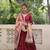 Maroon roamn silk free size stitched anarkali suit with mirror lace work