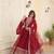 Red georgette anarkali suit with embroidery sequin work