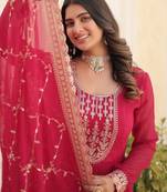 Pink georgette anarkali suit with embroidery sequin work