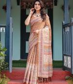 Brown color ready to wear saree with unstich blouse