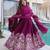 Purple silk anarkali suit with embroidery sequin work