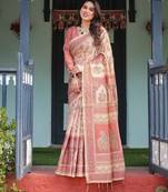 Peach color ready to wear saree with unstich blouse