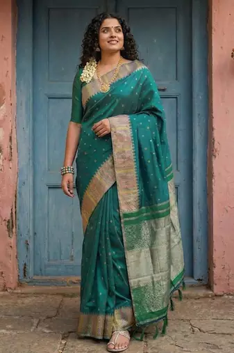 Green color onam special saree