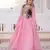 Pink chanderi gown with embroidery beats work