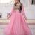 Pink chanderi gown with embroidery beats work