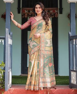 Multi color ready to wear saree with unstich blouse 1