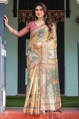 Multi color ready to wear saree with unstich blouse