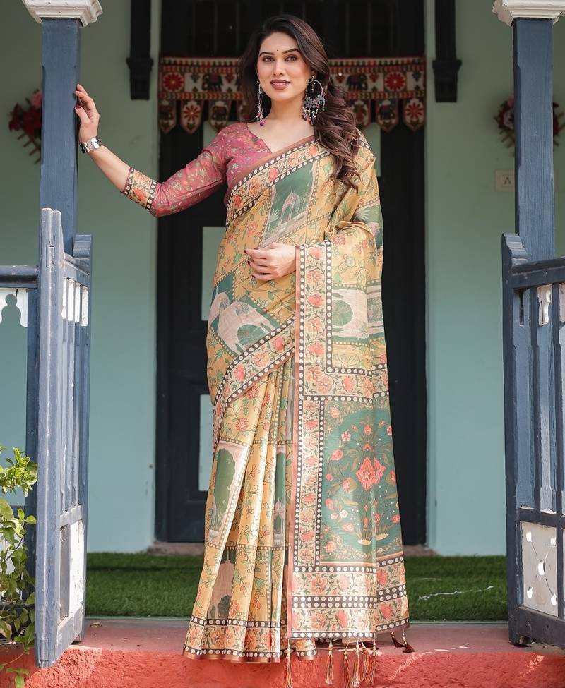 Multi color ready to wear saree with unstich blouse