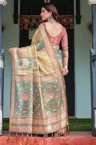 Multi color ready to wear saree with unstich blouse