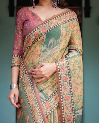 Multi color ready to wear saree with unstich blouse 3