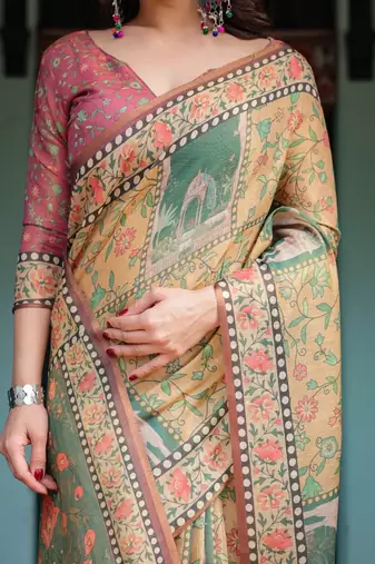 Multi color ready to wear saree with unstich blouse