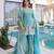 Blue silk suit with zari sequin embroidery work