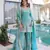 Blue silk suit with zari sequin embroidery work
