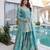 Blue silk suit with zari sequin embroidery work