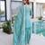 Blue silk suit with zari sequin embroidery work