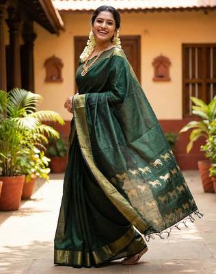 Green color onam special saree 2