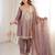 Purple silk suit with real mirror embroidery work