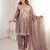 Purple silk suit with real mirror embroidery work