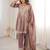 Purple silk suit with real mirror embroidery work