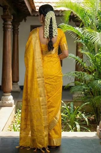 Gold color onam special saree
