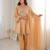 Yellow silk suit with real mirror embroidery work
