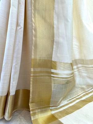 Cream color onam special saree 4