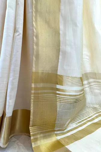 Cream color onam special saree