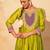 Women's Gorgeous Embroidery Work Vichitra Silk Fabric Flared Anarkali Pant and Dupatta Set