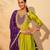 Women's Gorgeous Embroidery Work Vichitra Silk Fabric Flared Anarkali Pant and Dupatta Set