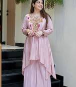 Women's Gorgeous Embroidery Work French Crepe Fabric Flared Kurta Palazzo Set