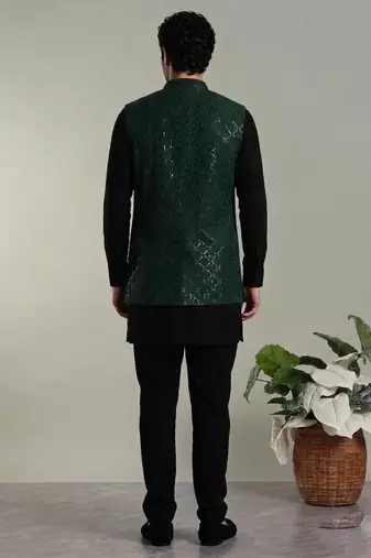 Men's stylish indo-western rayon coat kurta set