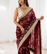 Women's satin silk saree with elegant lace border party wear designer saree