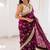 Women's satin silk saree with elegant lace border party wear designer saree