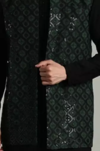 Men's stylish indo-western rayon coat kurta set