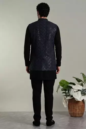 Men's stylish indo-western rayon coat kurta set